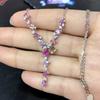 Light Luxury Design Simulation Papalacha Sapphire Colored Treasure Necklace, Lavender Purple Pink Diamond Tourmaline Set Chain For Women