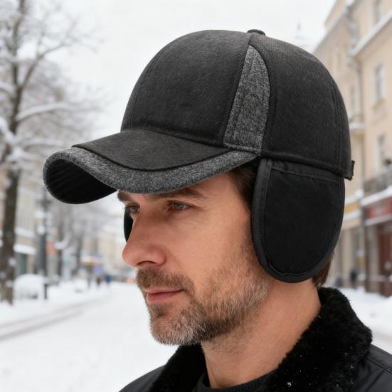 High-Density Baseball Hat Thickened Warm Windproof Cap Adjustable Ear Protection Middle-Aged Elderly Winter Hat
