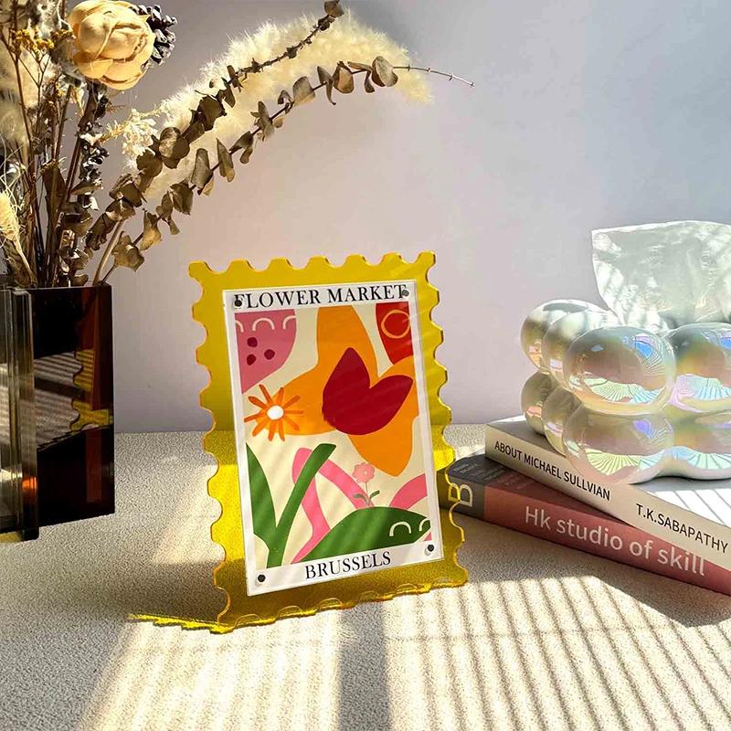 7inch Acrylic Picture Frame Colorful Postcard Display Stand with Wave Pattern Fashion Nordic Style Photo Frame Desktop Decor