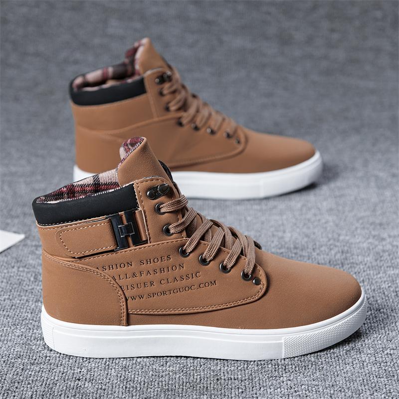 Модные мужские новые плоские легкие нескользящие высокие спортивные повседневные туфли — фото 4