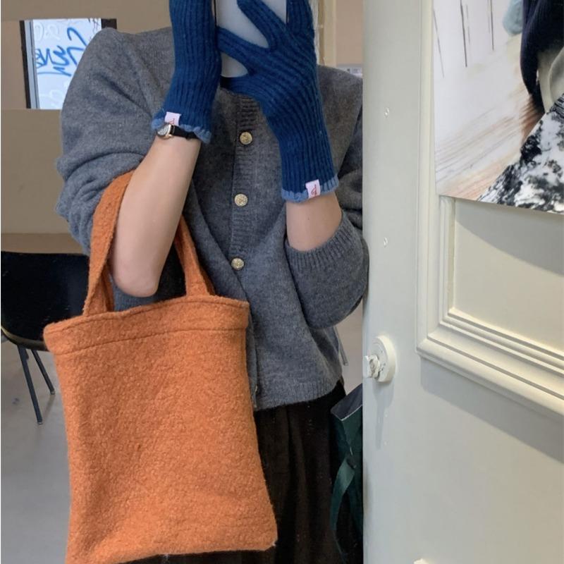 

Круглый вырез кардиган вязаный женский осень и зима ретро нежный ветер тонкий верхняя одежда свитер One Size серый