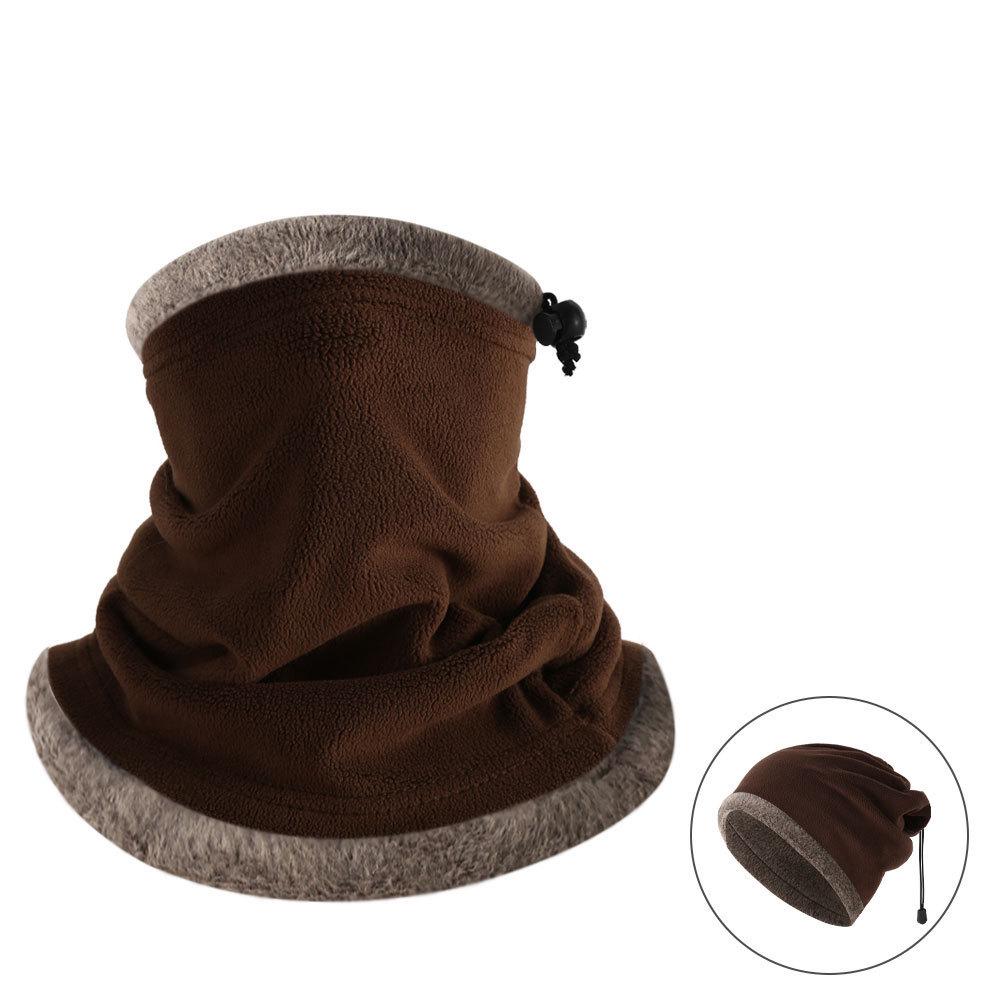Winter Fleece Snood Hat: Multifunctional Windproof Neck Warmer & Cycling Face Mask with Adjustable Drawstring.