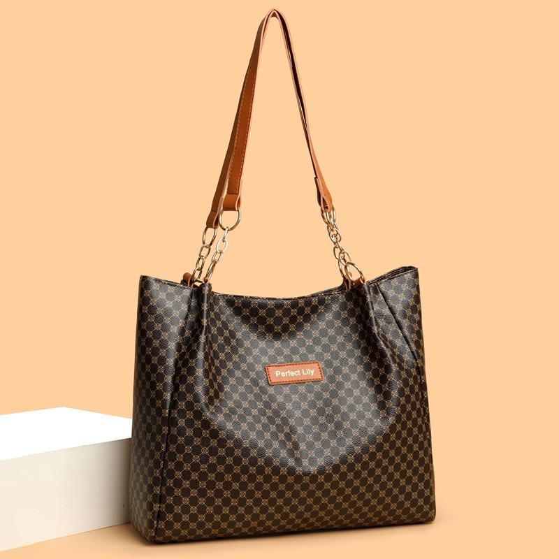 Spring and Summer New Printed Retro Casual Large-capacity Tote Bag Daily Shoulder Bag Underarm Bag Women's Bag