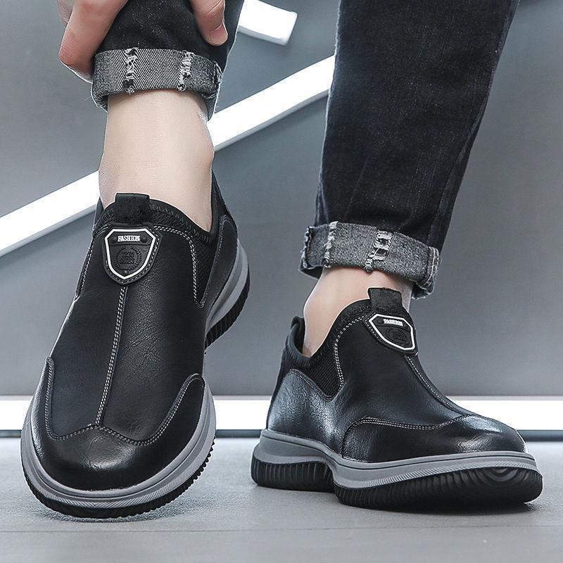 Spring New Casual Leather Shoes Breathable Shoes Soft Sole Soft Surface Board Shoes Driving Shoes Doudou Shoes