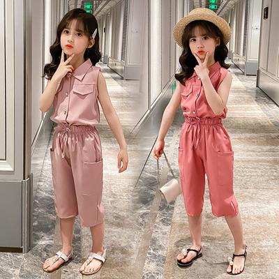 Kinder Kinder Baby Mädchen Solide Tops T-Shirt Gummiband Hosen Set Outfits