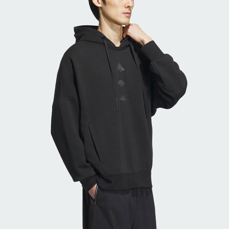 Adidas Sportswear Oversized Hoodie Solid Color Loose Sports Casual Pullover Men Hoodies Black IM9050