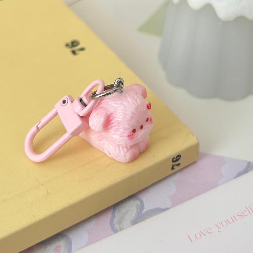 Creative 3D Resin Puppy Keychain - Cute Cartoon Teddy Bag Charm
