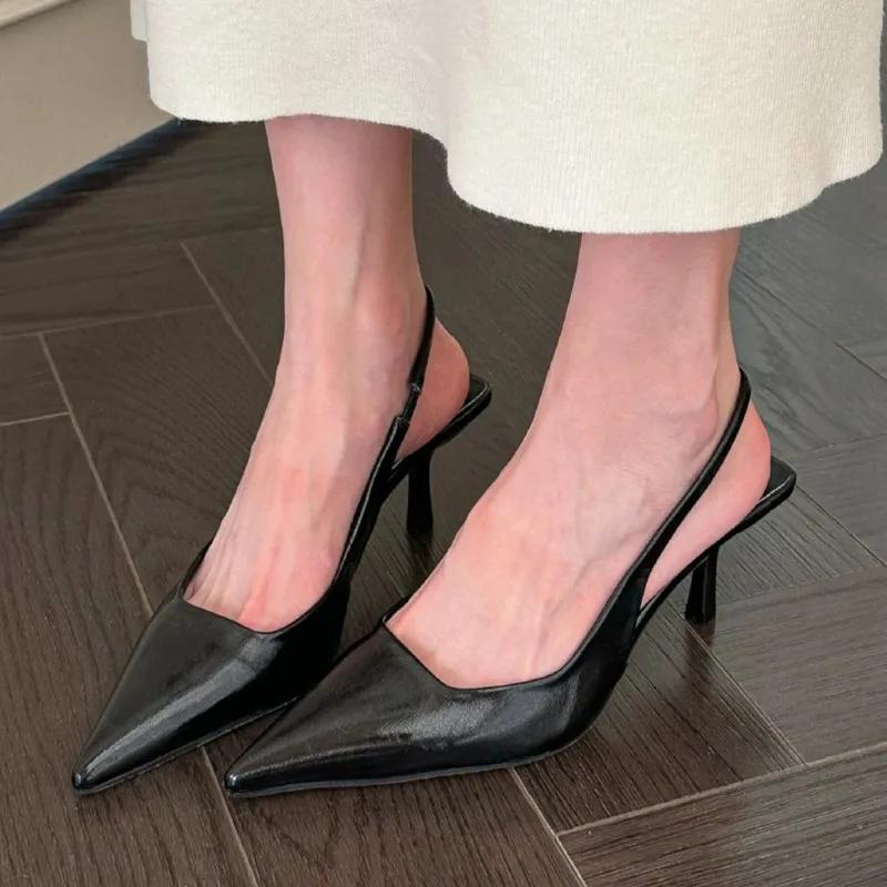 New Women's Sandals Pointed Toe Slingbacks Gold High Heels Dress Shoes Silver Pumps  Summer Wedding Shoe  Mujer