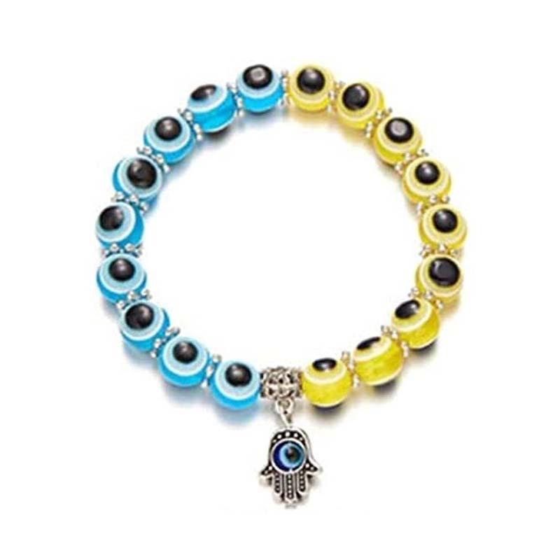 Handmade Bohemian Colorful Evil Eye Seed Bead Charm Bracelet For Women Elastic Beach Bangle Jewelry