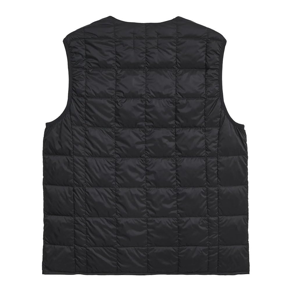 TAION Button Inner Down Size XL Men's V-Neck Vest, Black, TAION-001,