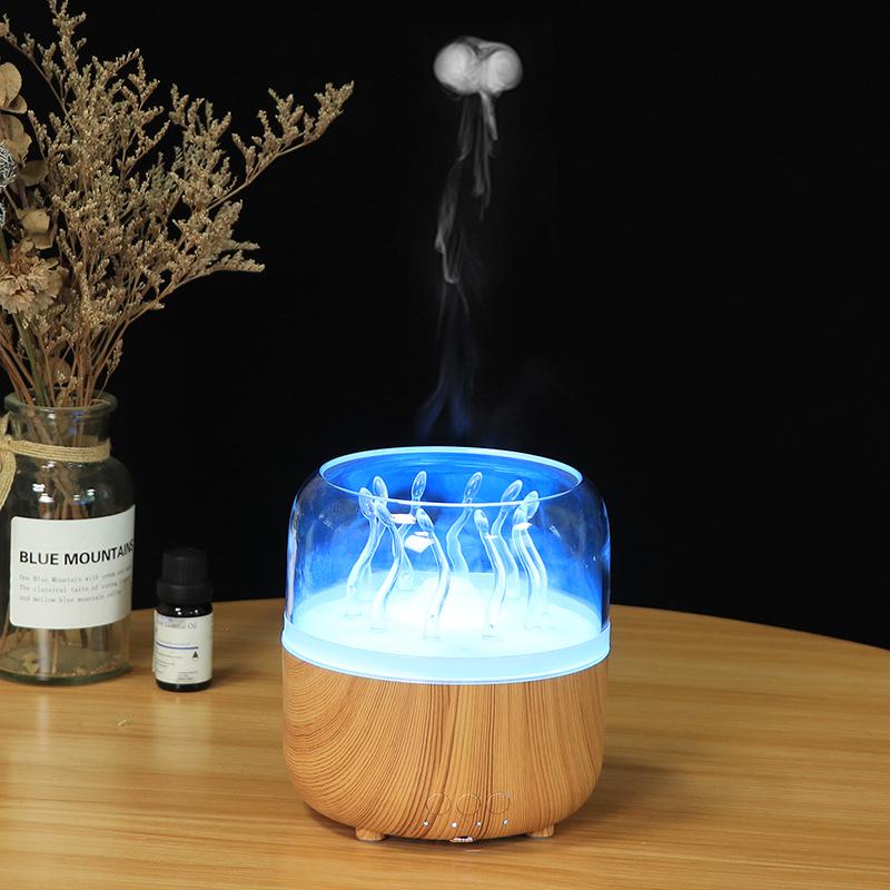 Wood Grain Jellyfish Ultrasonic Aroma Diffuser and Night Light
