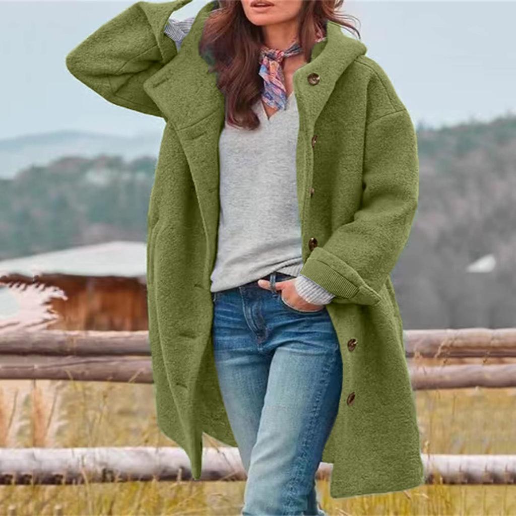 Giacca Colorata da Donna Casual Vestibilità Larga Cappotti con Bottoni Manica Lunga Capospalla con Tasca, Soprabito con Cappuccio