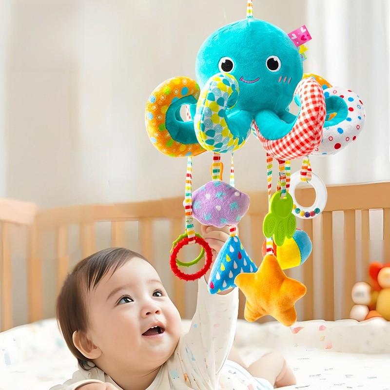 Baby Toy Car Mirror With Soft Plush Characters For Newborns And Infants