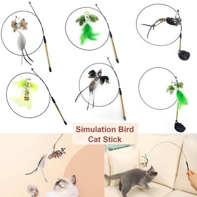 Interaktive Simulation Vogel Spaß Spielen Teaser Federstab Spielzeug Katze Kätzchen Spielzeug Draht Jäger Stab