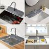 Kitchen sink splash guard, silicone faucet handle, drip tray, multi-purpose drying pad, sponge rack and bathroom countertop,