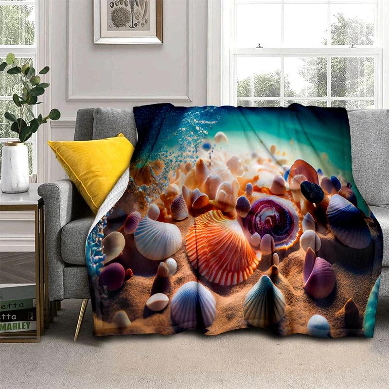 3D Starfish Beach Shell Sea Star Sand Blanket,Soft Throw Blanket for Home Bedroom Bed Sofa Picnic Travel Office Cover Kids Gift
