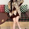 Lazy wind jacquard Christmas rhombus sweater women's new autumn and winter round neck pullover outer wear knitted sweater women