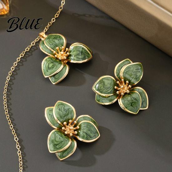Minimalist Jewelry Set 2Pcs/Set Women Enamel Flower Charm Adjustable Beautiful