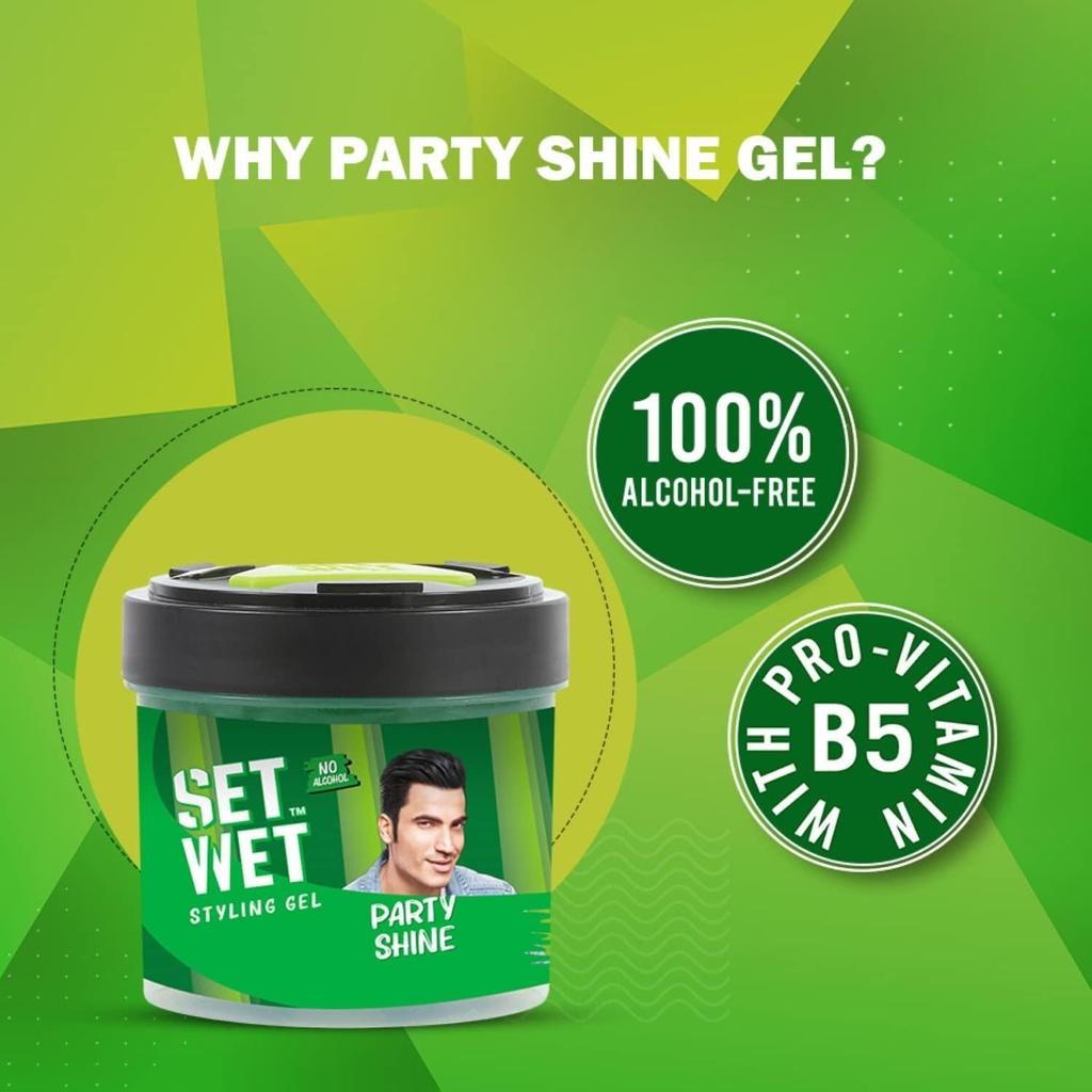 Żel do stylizacji włosów dla mężczyzn - Party Shine, 250 g | Mocne utrwalenie, wysoki połysk | Do włosów krótkich i średniej długości | Bez alkoholu, bez siarczanów