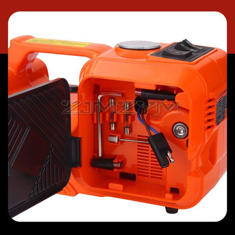 12V 5Ton Car Electric Hydraulic Floor Jack, Tire Inflator Pump and LED Flashlight 2 in 1 Set With Safe Hammer