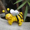 2 Pcs Bee Planter Ornament Hanging Bee Sculpture Resin Cartoon Honeybee Figurine for Potted Plants Flower Pot Edge Decor