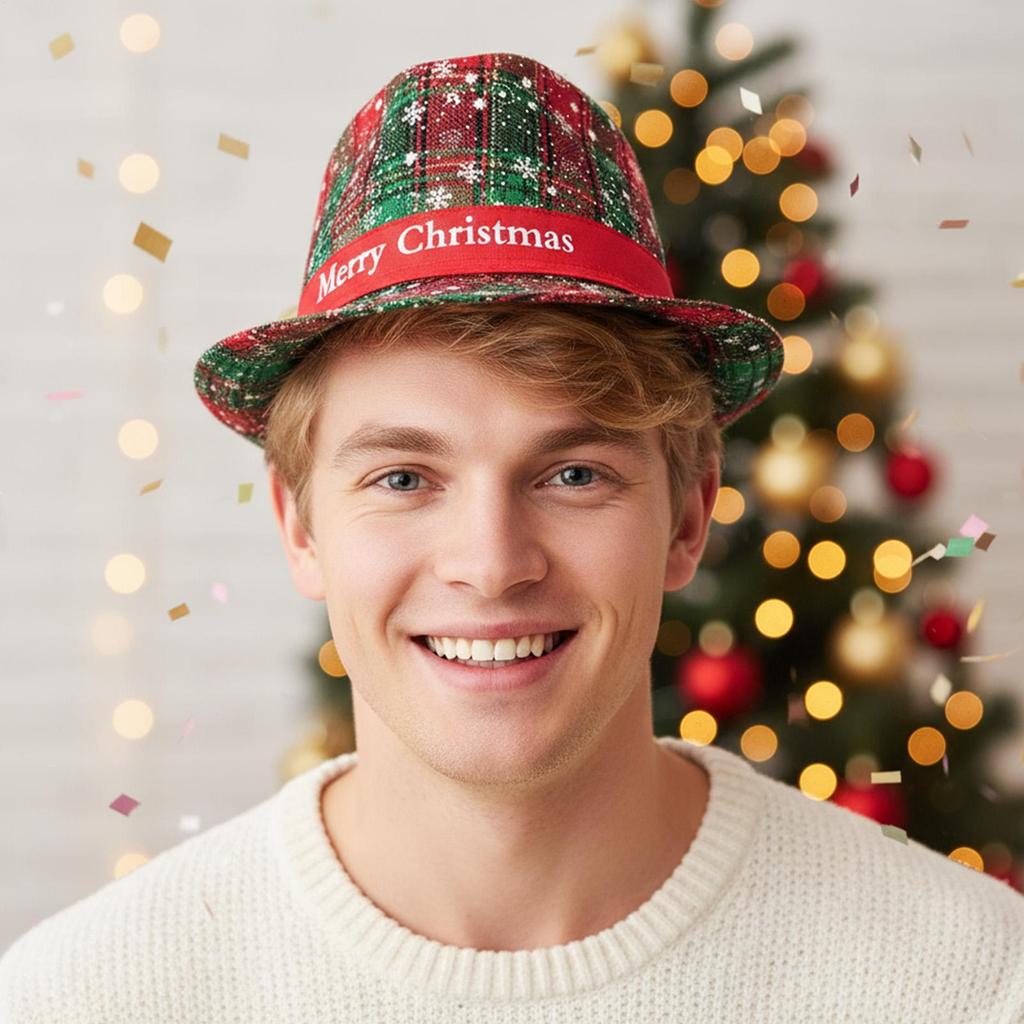 Christmas Fedora Hats For Women Foldable Classic Festive Headwear Christmas Headwear For Family Men Women Teens Party Winner
