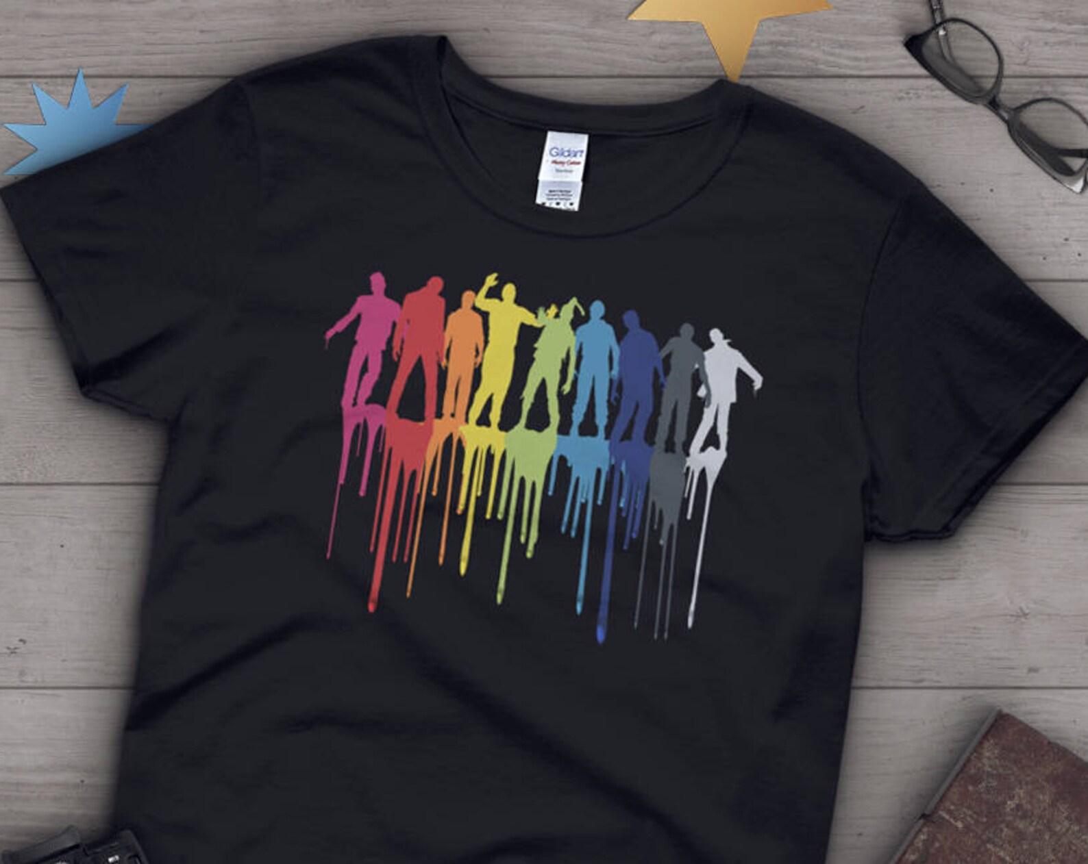Zombie Shirt,  , Zombie Lover Gift, Horror T-shirt, Rainbow Zombie Tshirt, Horror Graphic Tee, Tops, Clothes Purple Navy Black White 130