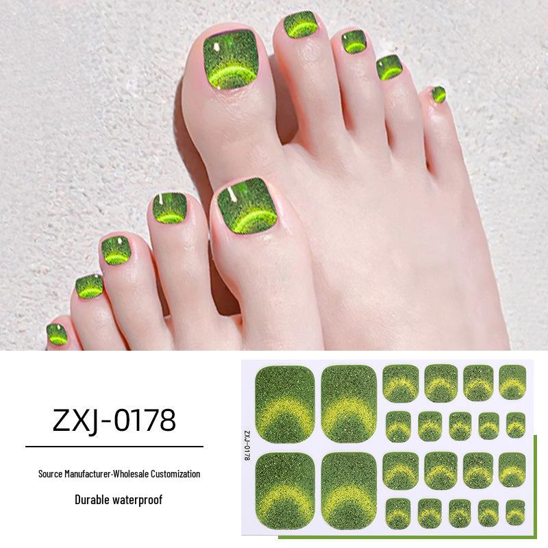 

Наклейки для ногтей на ногах «Кошачий глаз»: Полное покрытие, Блестящая пудра, Не требует запекания, Супер блеск.