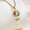 Light Luxury and Exquisite Design Sense Colorful Copper Inlaid Zirconium  Explosion Models Daisy Sunflower Pendant Necklace