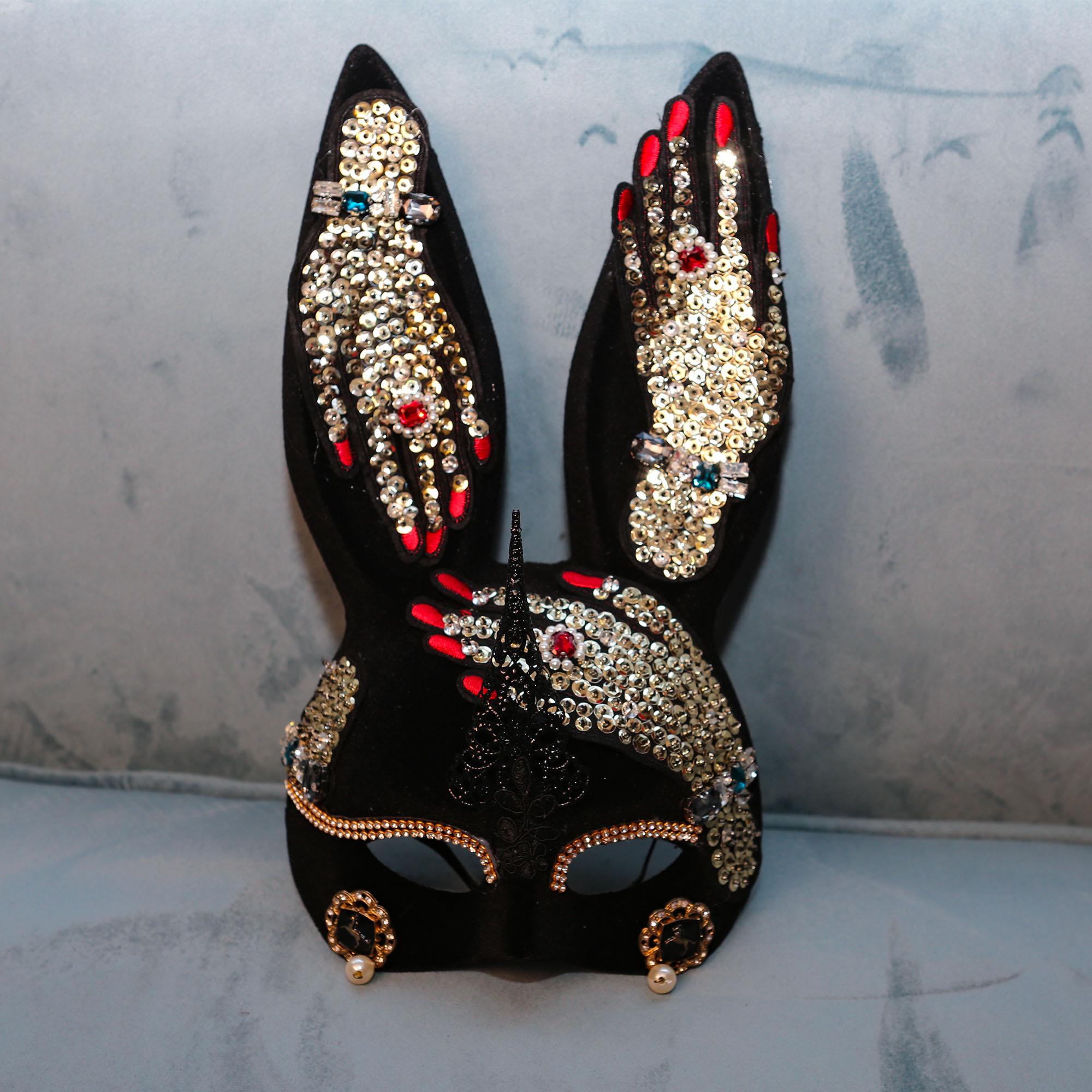 Дизайнерская маска кролика для женщин и мужчин, косплей, бал, карнавальная маска, маскарадная вечеринка, карнавальная маска, маска с ушками кролика, аниме-аксессуары