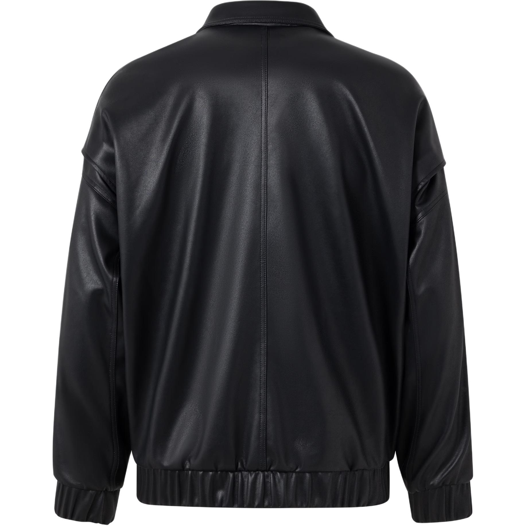 ジャケット・アウター blackup fake leather jacket Men's PU Faux Leather Zip-Up Motor Varsity Bomber Jacket
