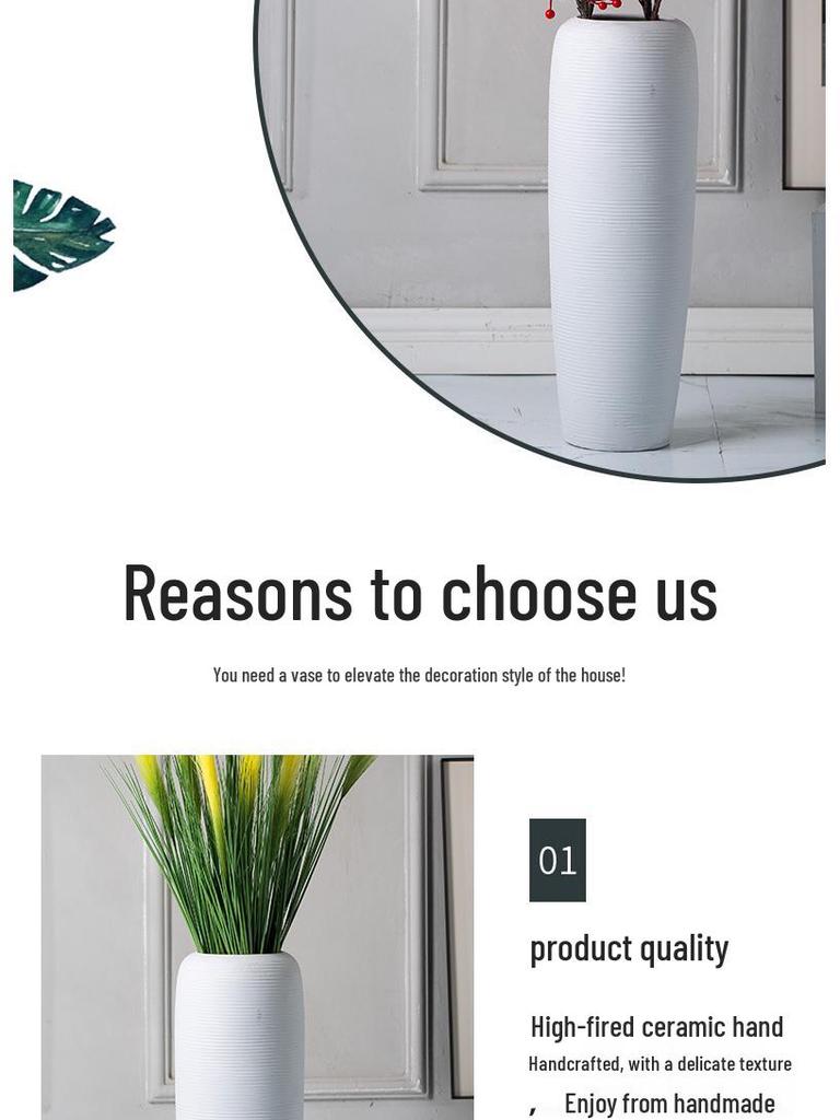 Modern Minimalist Nordic Floor Vase for Dried Flowers – Large Ceramic Home Decor for Living Room or Entrance