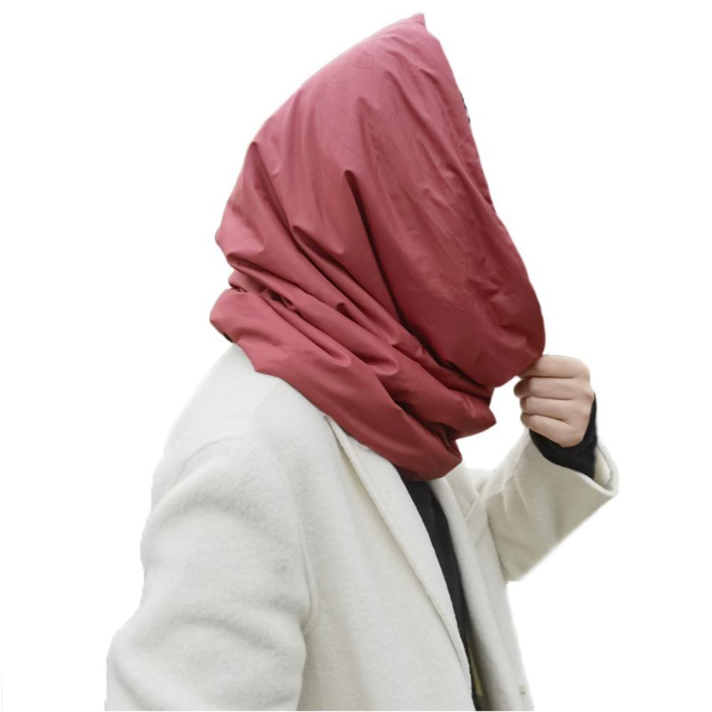 

Chunky Scarf Hooded Cowl Waterproof Puffer Scarf Thickened Infinity Scarf Hood Outdoor Sports вина червоного кольору