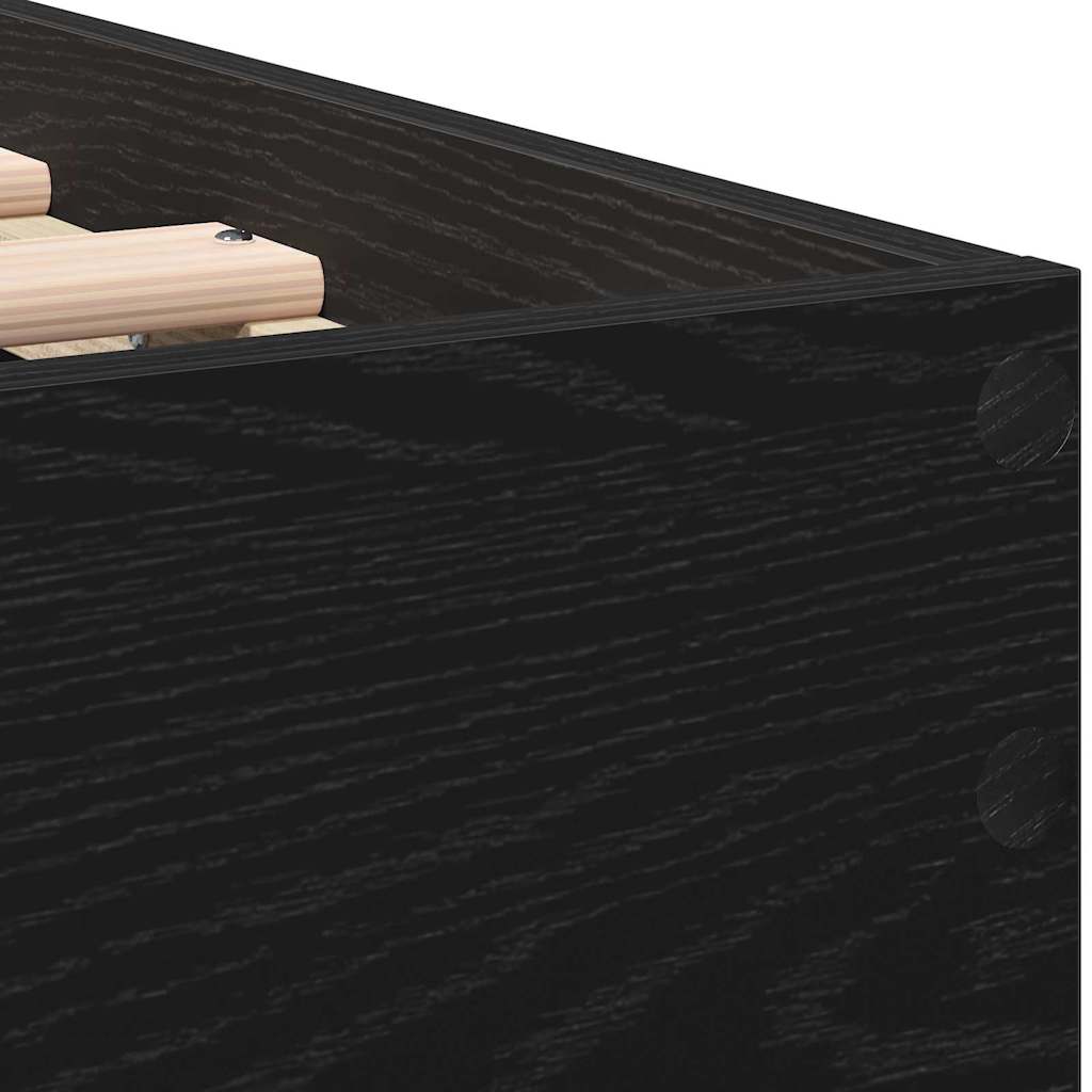 Bed Frame Black Oak Effect 193 x 95 x 88 cm Engineered Wood