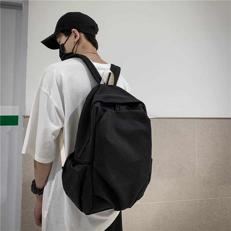 Vintage Backpack Men's Simple Large-capacity Backpack Campus Canvas Junior High School High School College Student Schoolbag Women