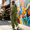 Men's 2 Piece Tracksuit Set with Loose Fit Zip Up Jacket and Sweatpants Casual Versatile Sportswear