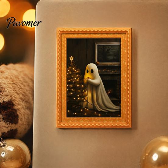Decorative Magnets for Metal Surfaces Small Fridge Picture Frame, Funny Ghost Pattern Magnetic Vintage Photos Mini Gold Frame Refrigerator Kitchen