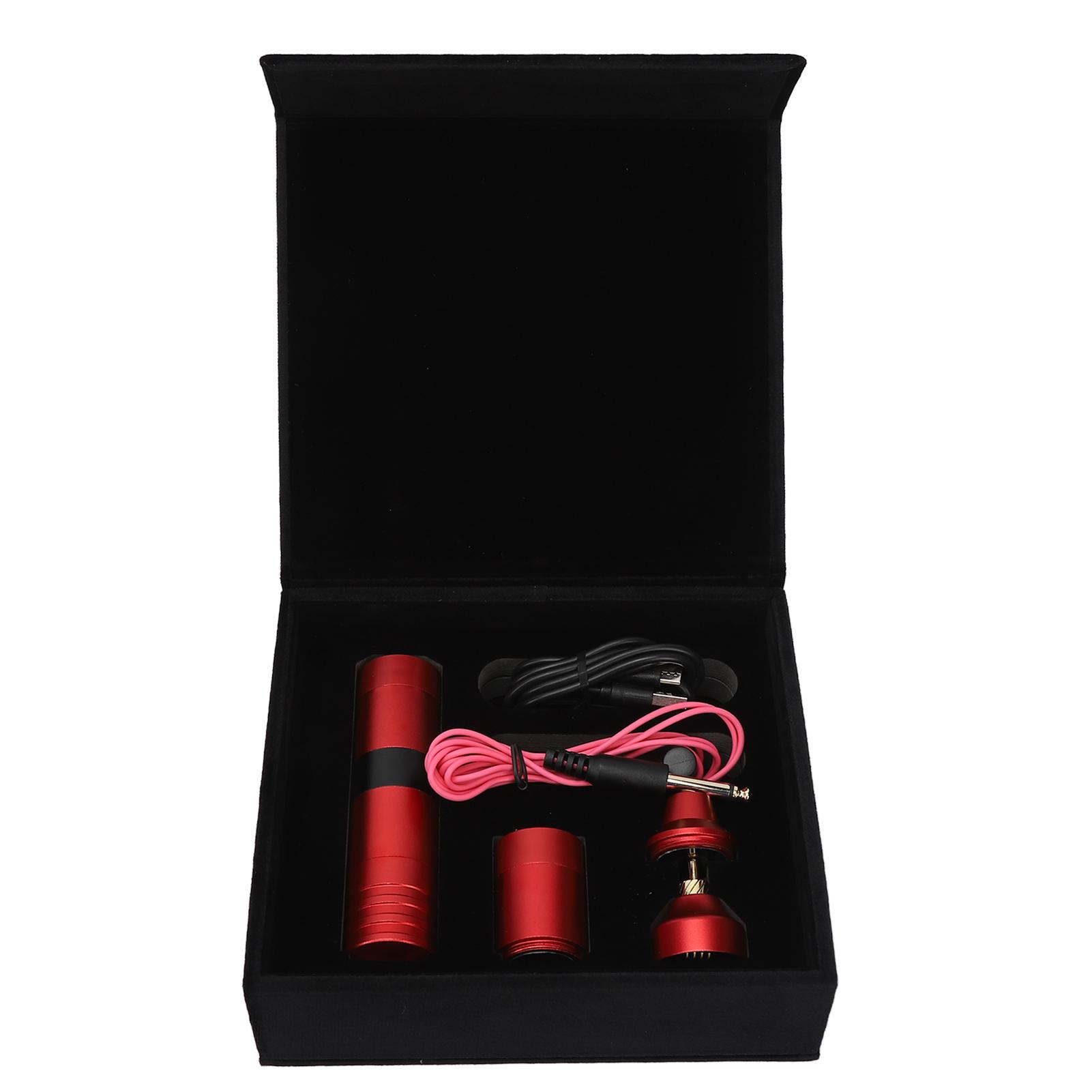 

Беспроводная тату-машинка с аккумулятором 1300 мАч, светодиодный экран, вращающаяся тату-машинка с RCA-кабелем красный