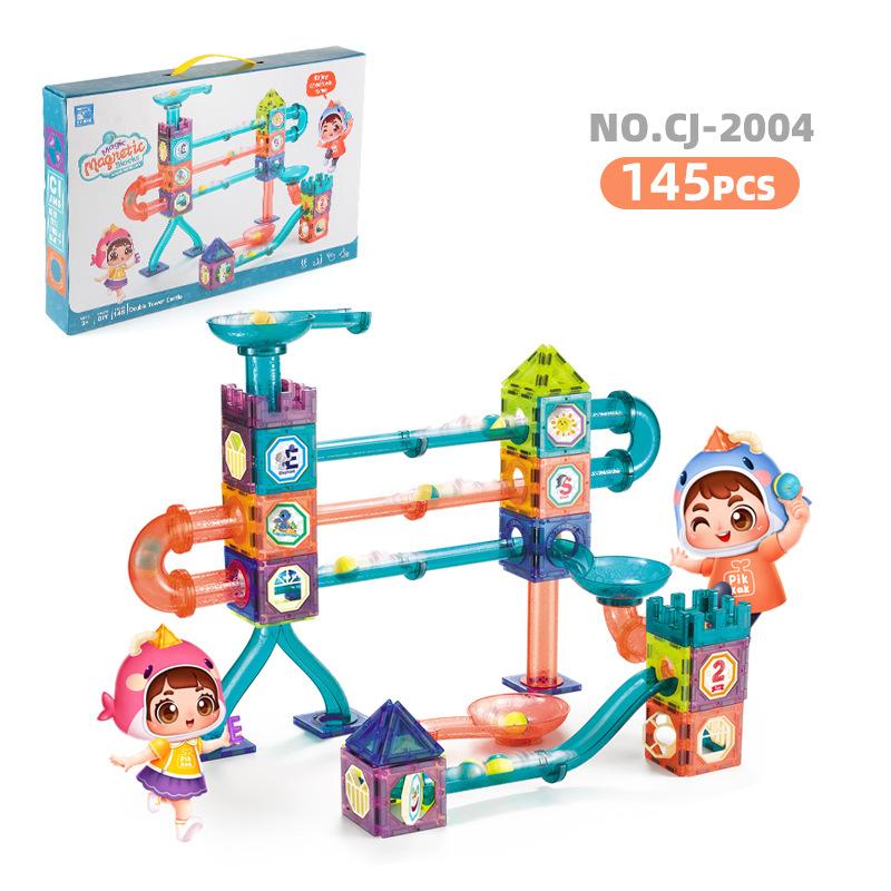 

Детские научно-образовательные игрушки 145 шт. Магнитные строительные блоки Сборка Сделай сам Вариативный магнитный пазл Набор шарикового трека 145pcs1640g