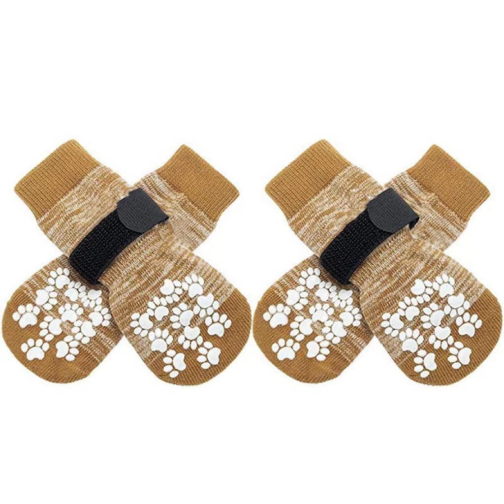 Breathable Non-Slip Cotton Socks for Large & Medium Dogs, 4-Pack