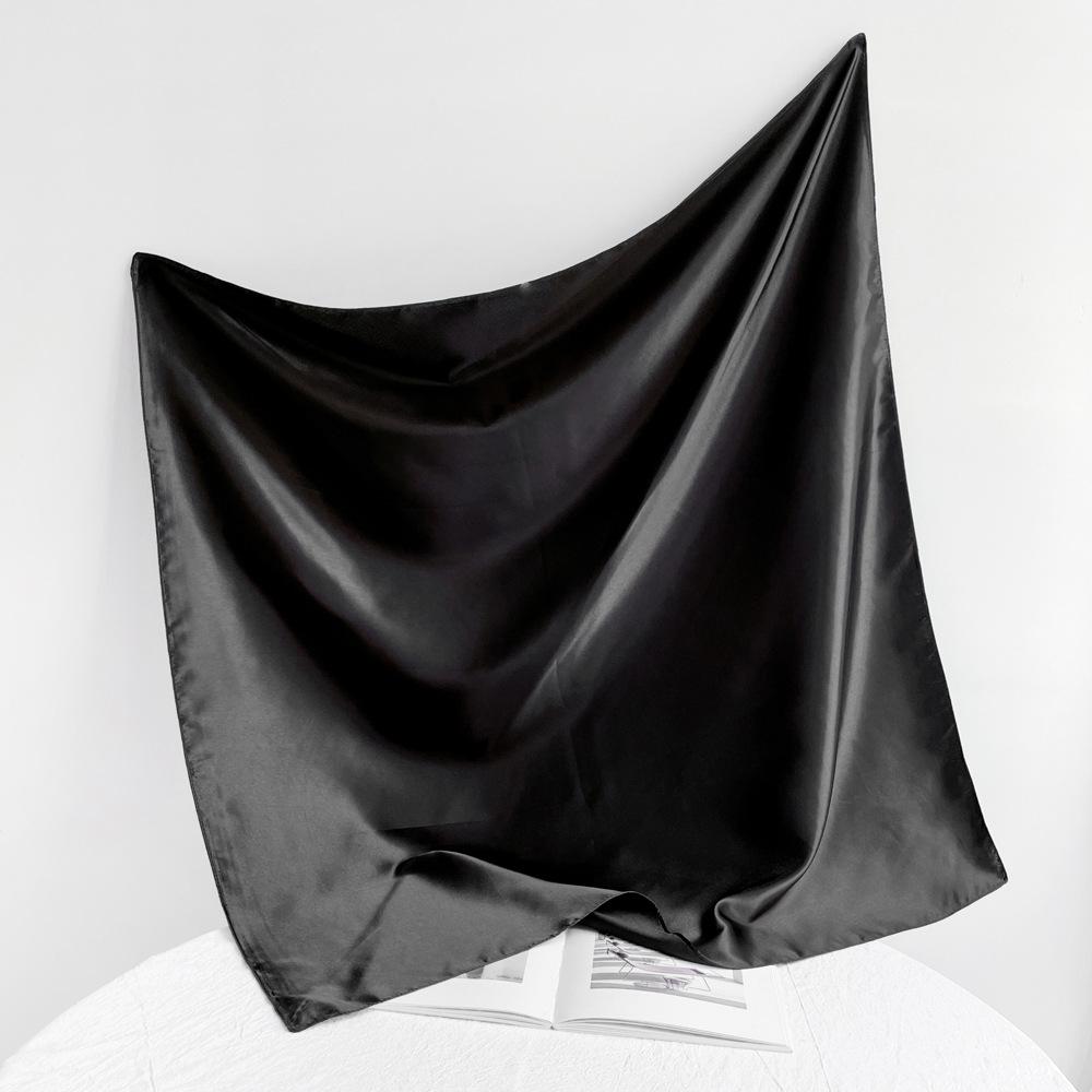 Fashionable New Versatile Headscarf Large Square Scarf Solid Color Scarf Women'S Simulated Silk Satin Scarf