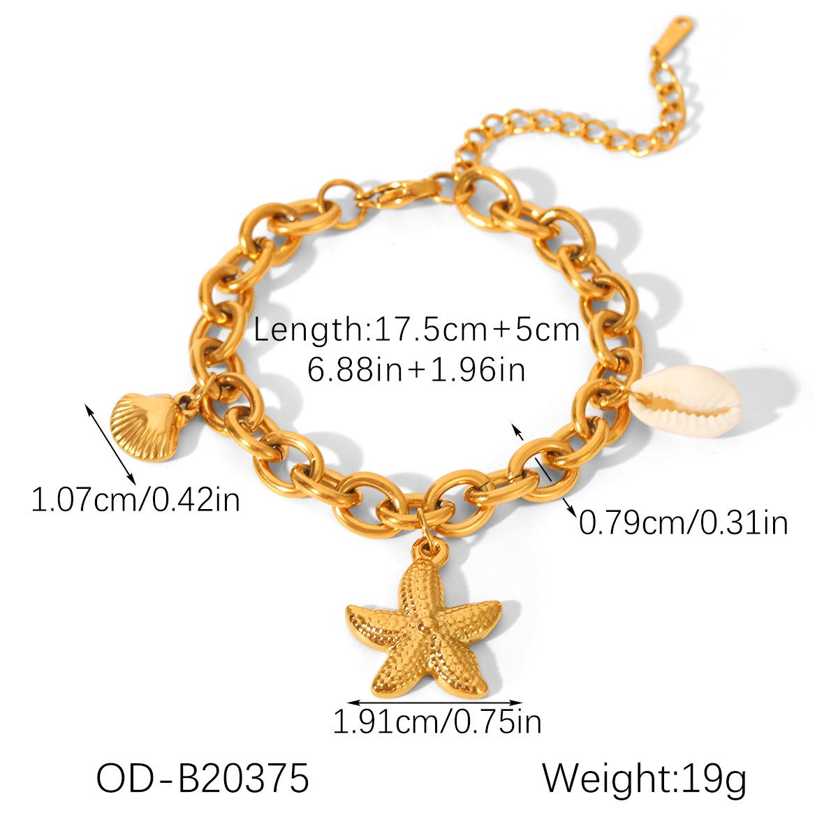 

Ocean Series Stainless Steel Starfish and Seashell Bracelet for Women – Non-Fading Jewelry Size 1: Stainless Steel Bracelet