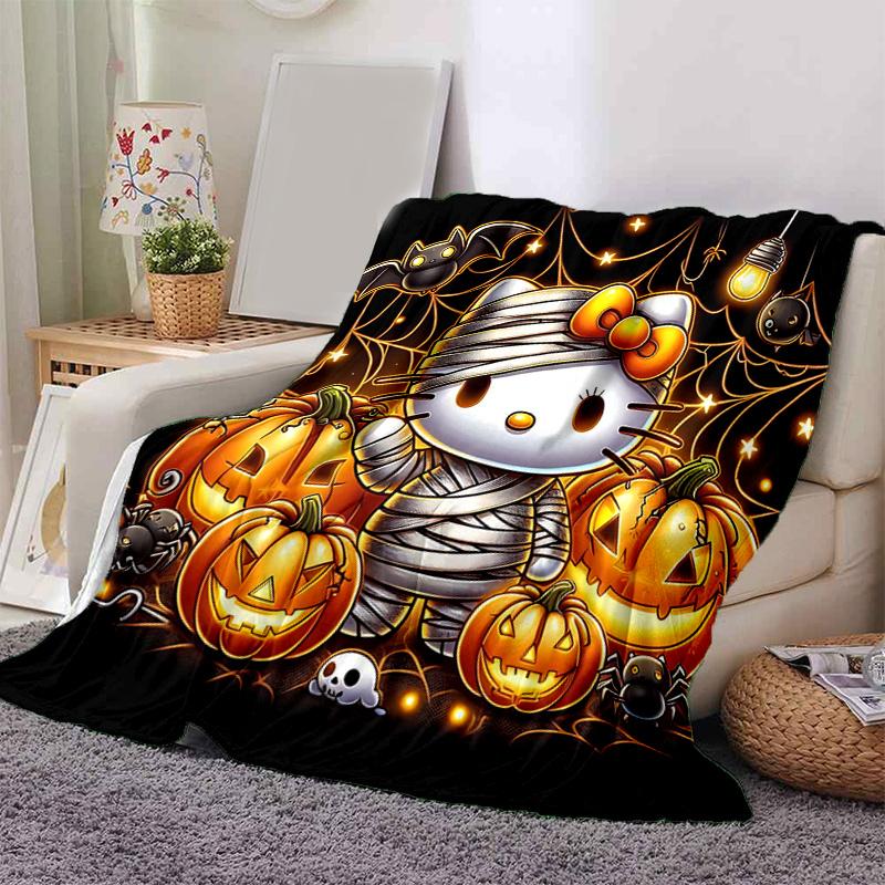 1pc Hello Kitty in Halloween Mummy Costume Blanket Soft Warm Bedding Throw Coverlet for Room Decor, Living Room, Travel, Camping, Car Blankets, Beach,