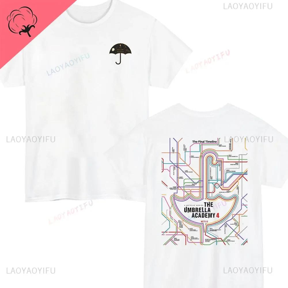 Retro The Umbrella Academy Double Sided Printed Cotton Tshirt Leisure Classic TShirts NoveltyShirt Loose Unique Tops