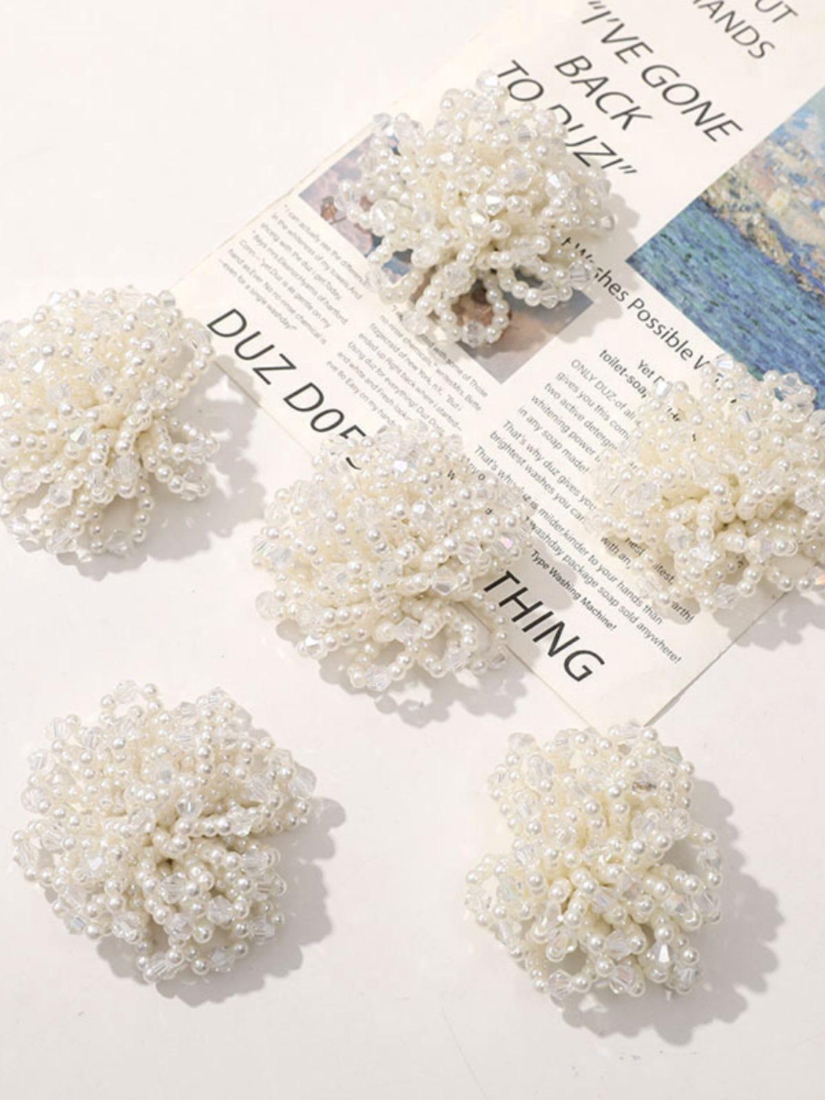 Japanese Pearl Woven Flower Cluster Beaded Hair Clip & Women s Earrings DIY Kit