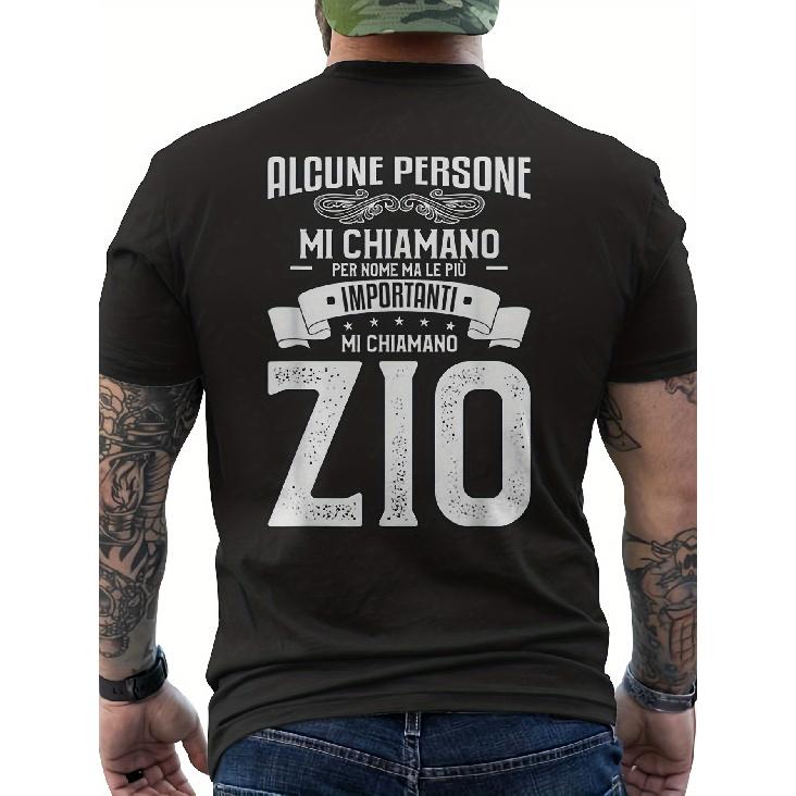 Men s Italian Zio Numbered 0-9 Back Print T-Shirt - Funny Italian Uncle Gift with Zio Slogan, All-Season Comfort Fit, Italian Family Humor Apparel S
