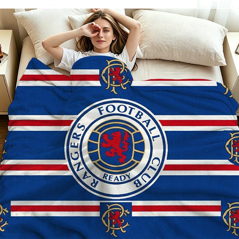 Rangers FC Print Flannel Blanket High Quality Warm Comfortable Cover for All Seasons Perfect for Gifts Home Decor