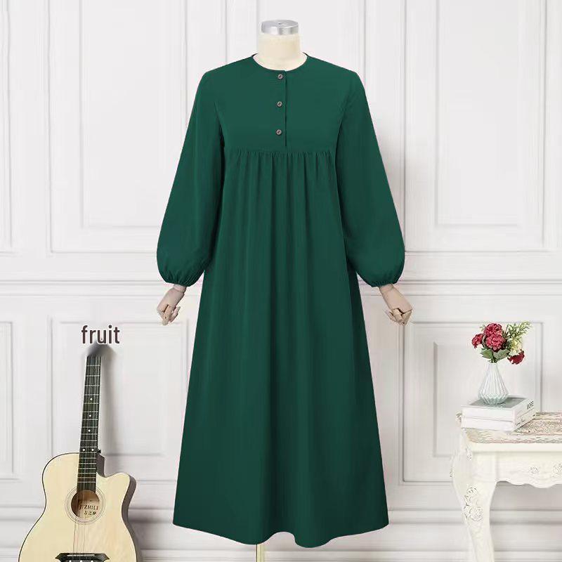 2025 Women's Elegant Muslim Robe with Puff Sleeves and 3D Embellishments