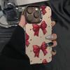 Red Bowknot Phone Case for iPhone 13, 14, 15 Plus, 16 Pro, and 17 - Trendy Design for Girls