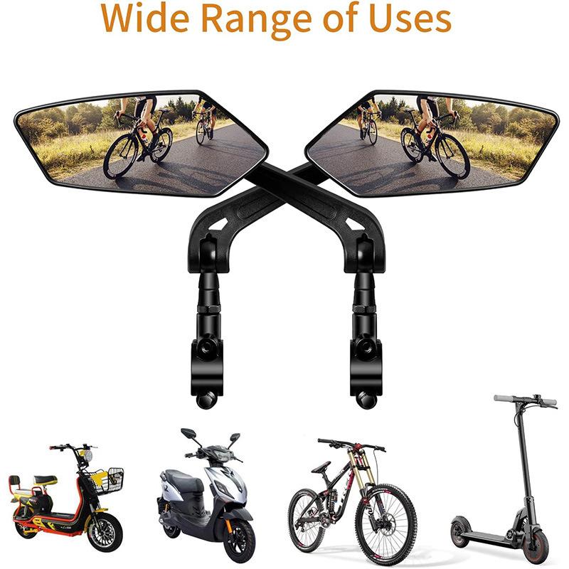 2 PCS 360-Degree Rotation Adjustable Foldable Side Mirror for Motorcycles ATV UTV Dirt Bikes Beach Rides